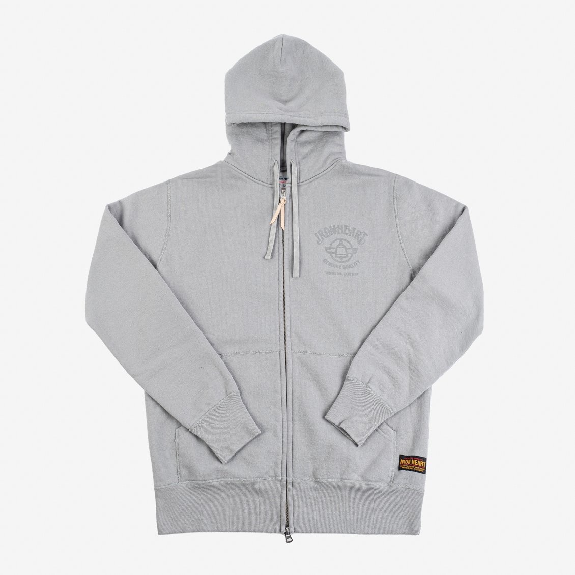 IHSW-63-GRY Printed 14oz Ultra Heavyweight Loopwheel Cotton Zippered Hoodie - Grey - 1