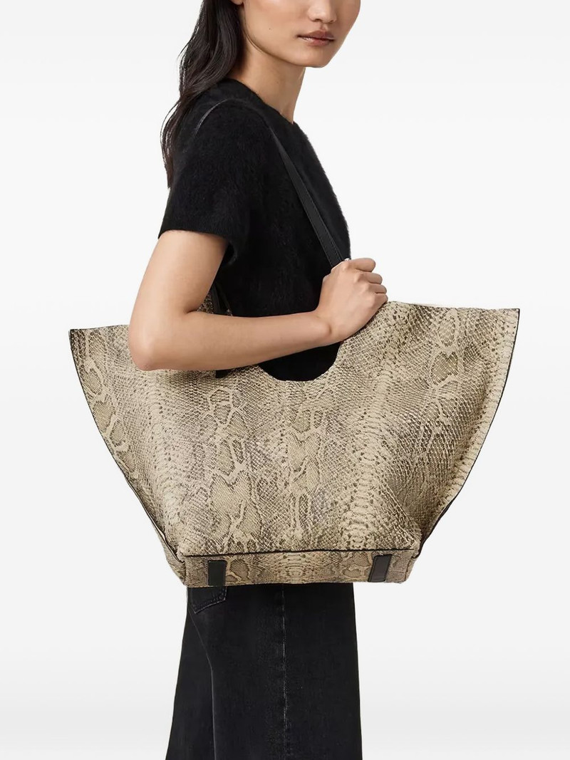 ALLSAINTS Ara snakeskin buckle tote bag outlook