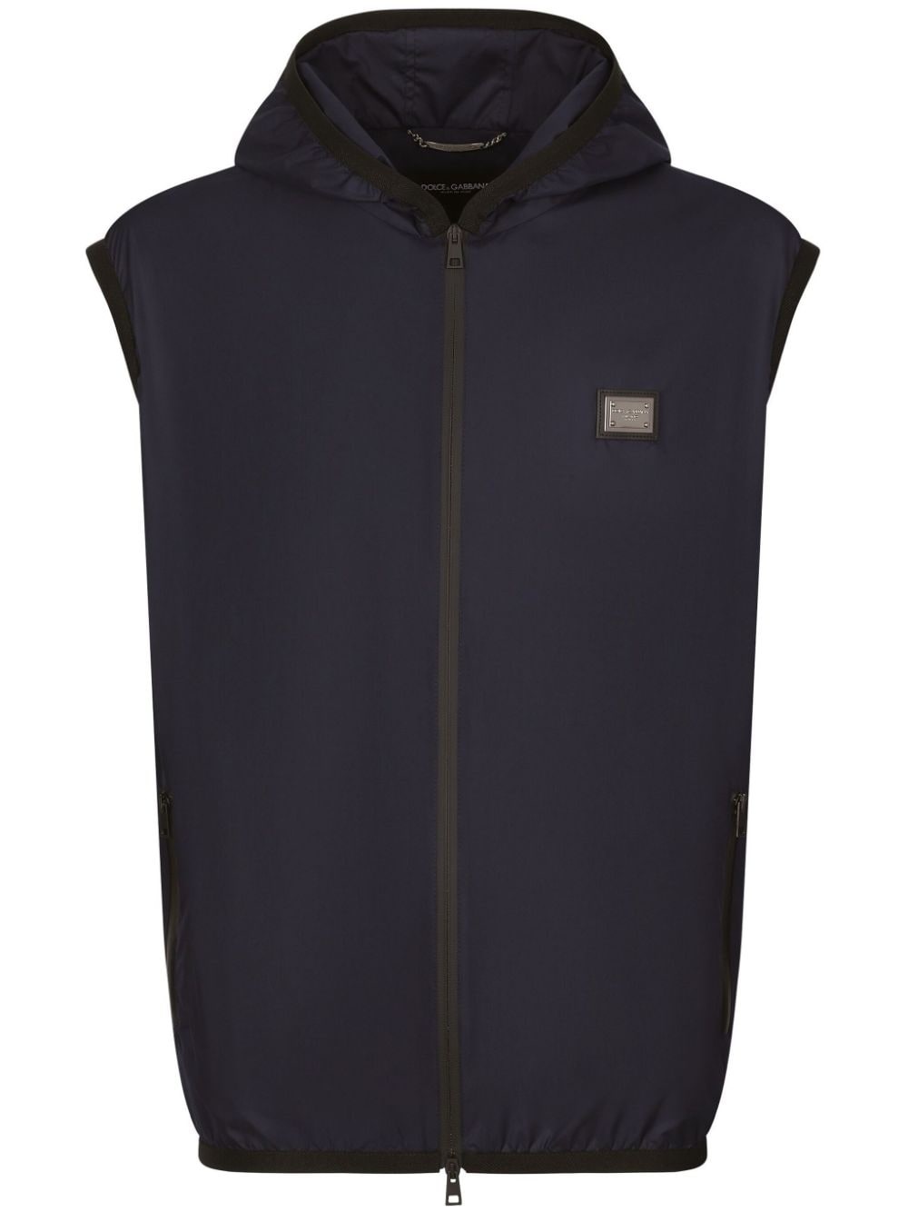 logo-plaque hooded gilet - 1