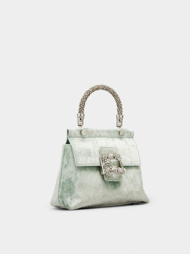 Roger Vivier Viv' Flower Strass Jewel Buckle Cabas Mini Bag in Velvet outlook