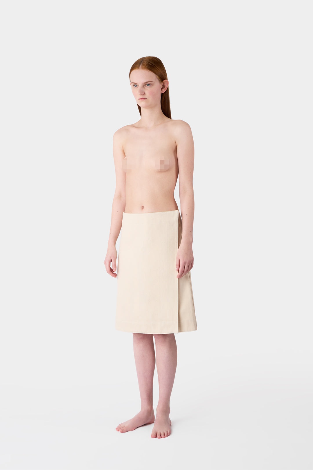 BELLIDENTRO REVERSIBLE SKIRT / ecru denim & white stripes - 3