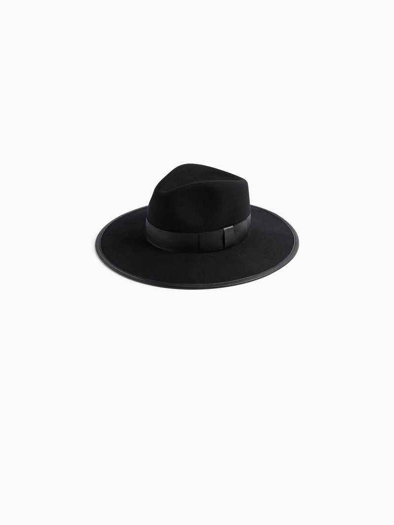 Black Felt Wool Fedora Hat 1