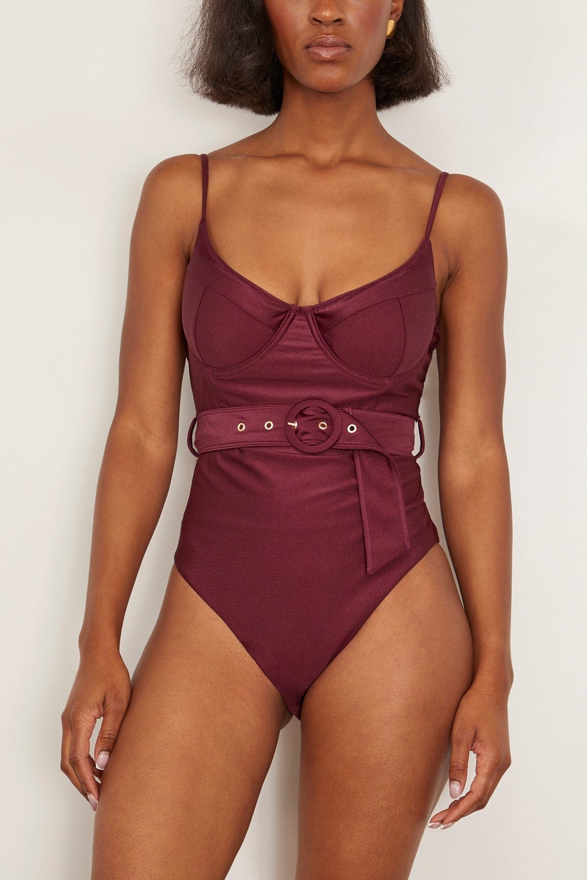 Noa Belted Bustier One Piece in Sangria - 3