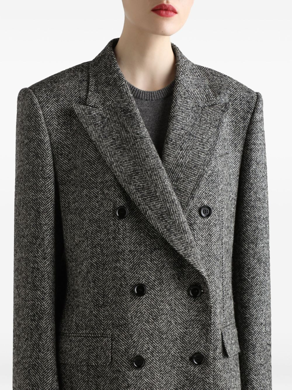 herringbone double-breasted jacket - 4