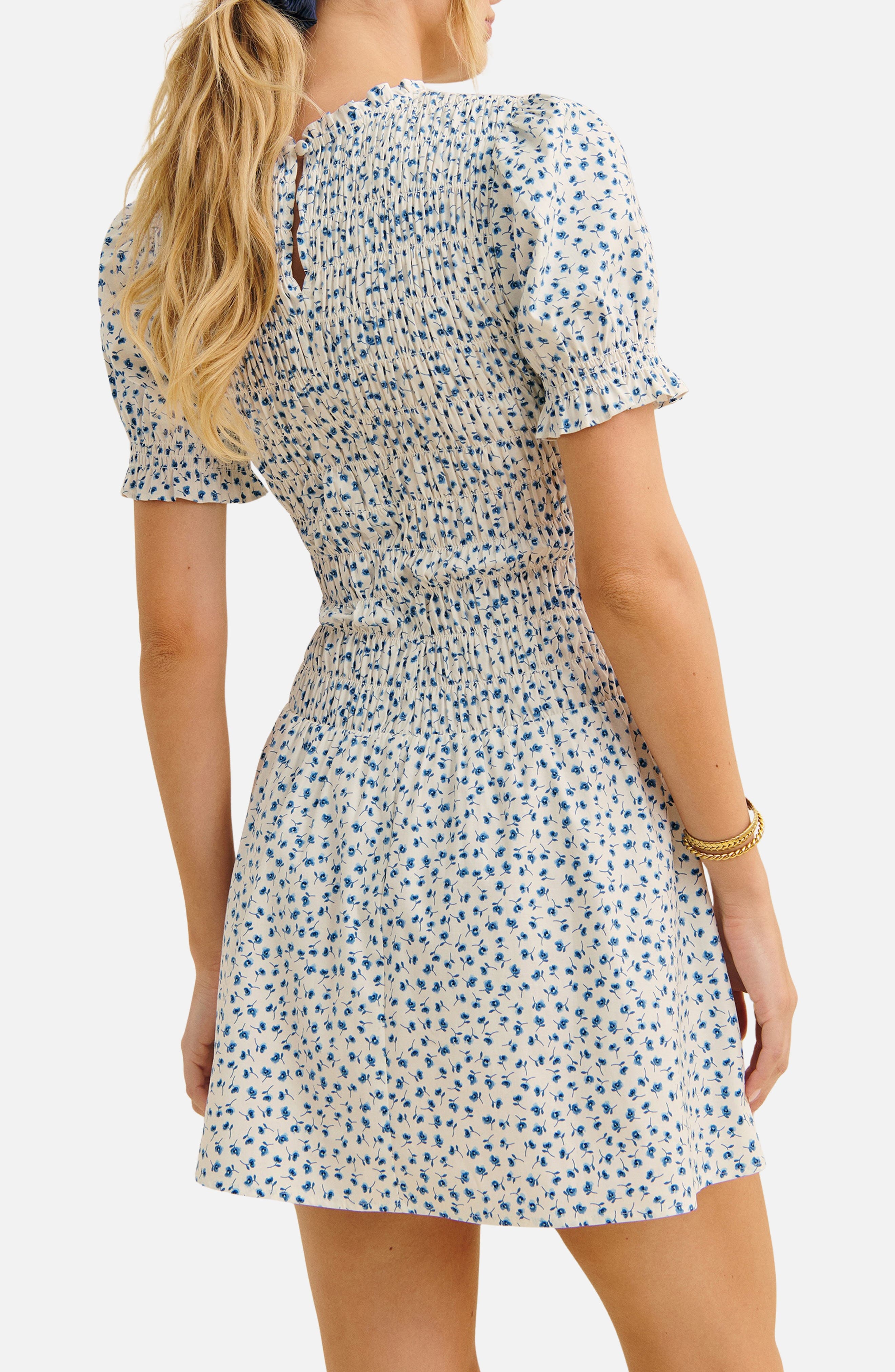 Reformation Leannah Smocked Fit & Flare Minidress in Hanna at Nordstrom - 2