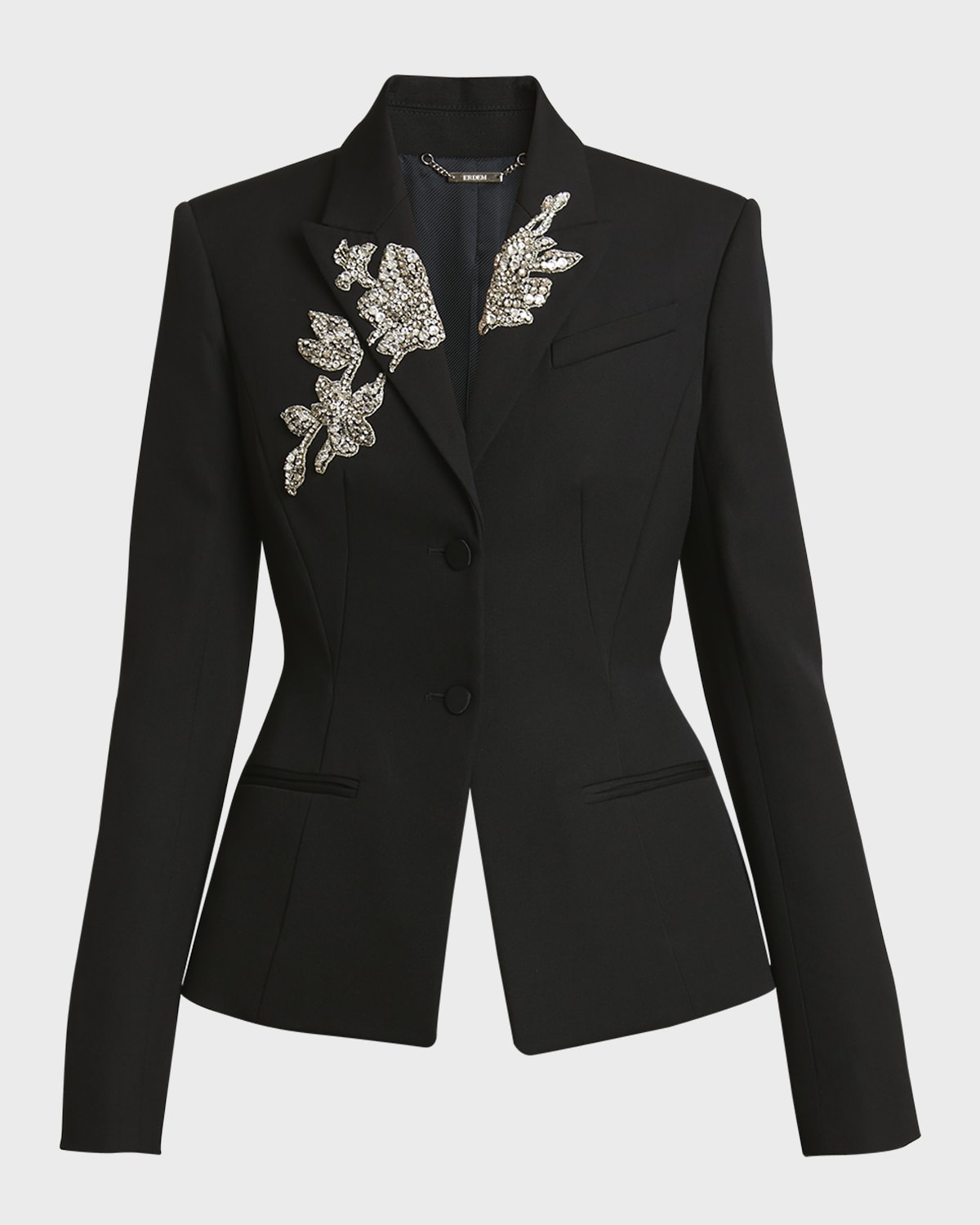 Crystal Single-Breasted Tailored Blazer Jacket - 1