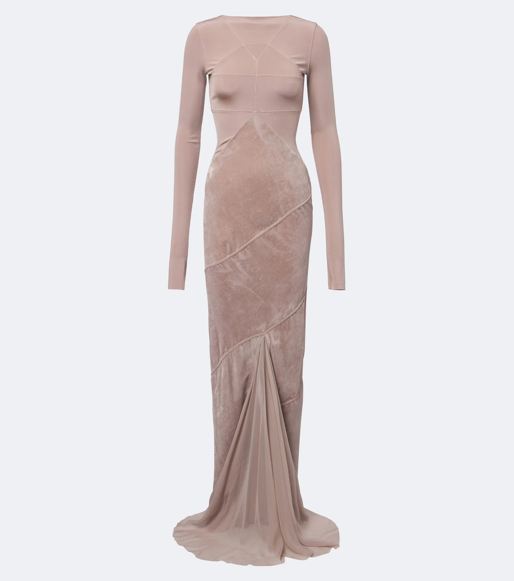 Combo tulle-trimmed jersey and velvet gown - 1
