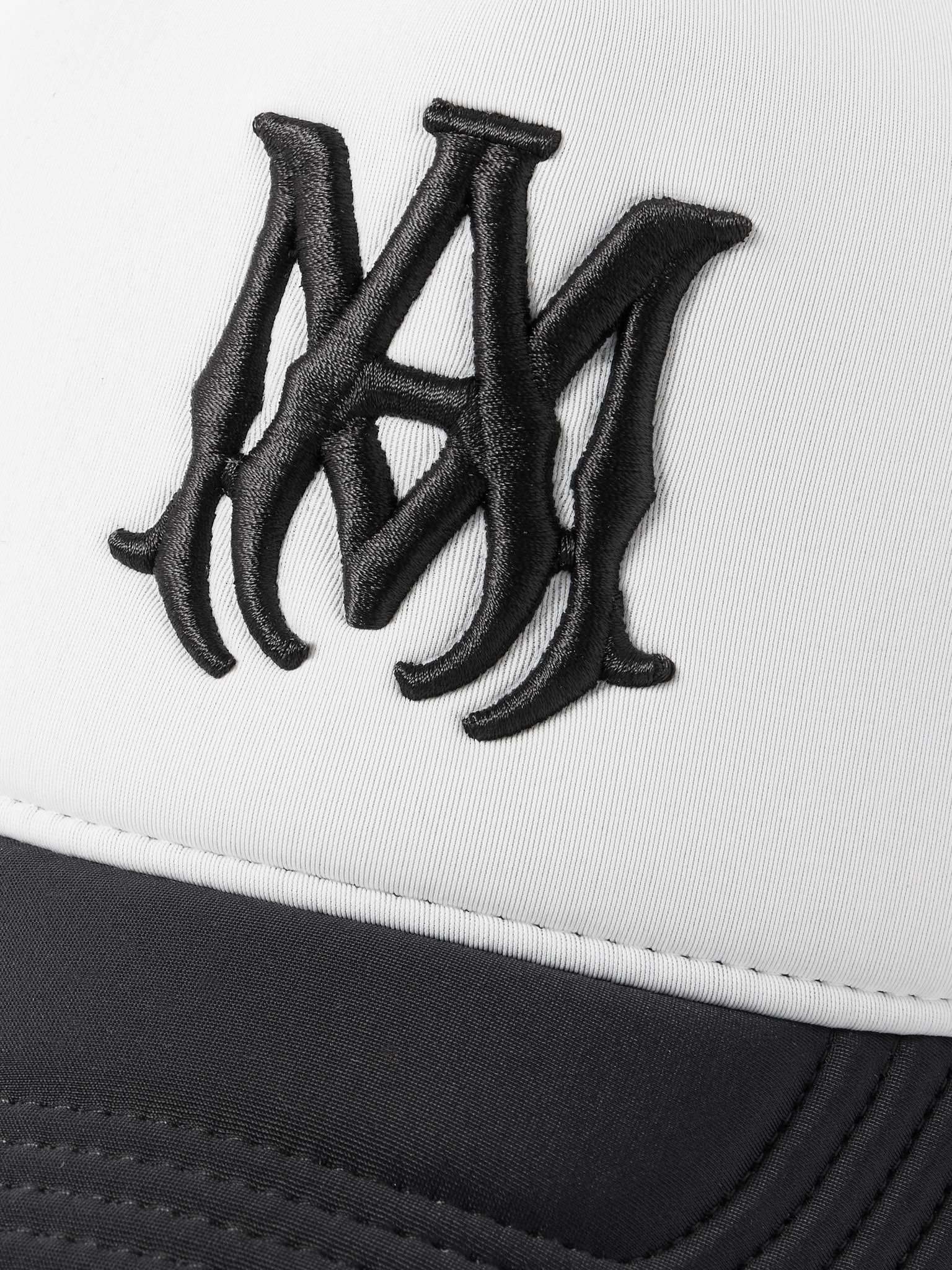 MA Logo-Embroidered Scuba and Mesh Trucker Cap Black - 4
