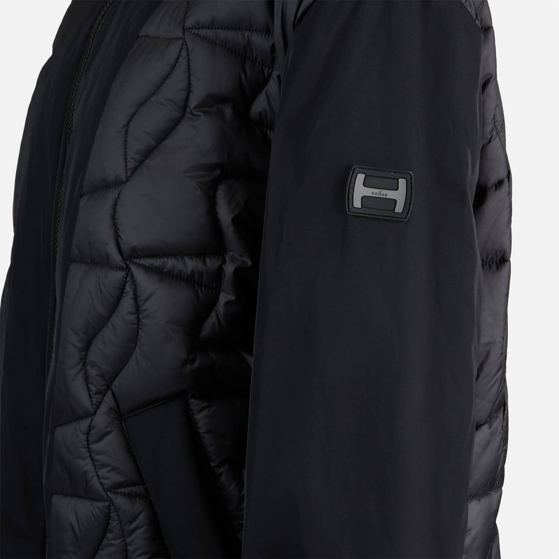 Long Quilted Bomber Jacket Black 9