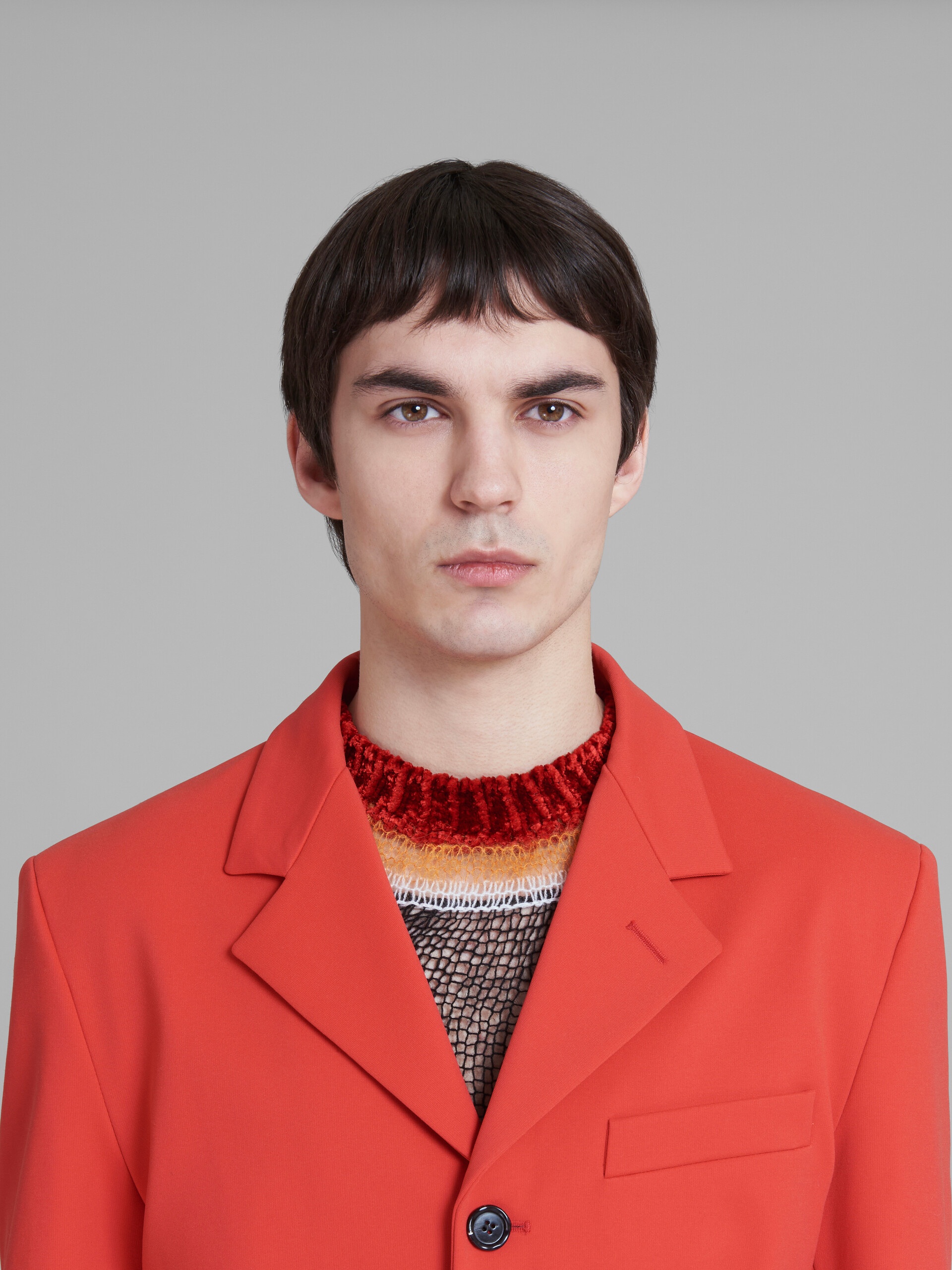 RED SINGLE-BREASTED BLAZER IN STRETCH-JERSEY - 4