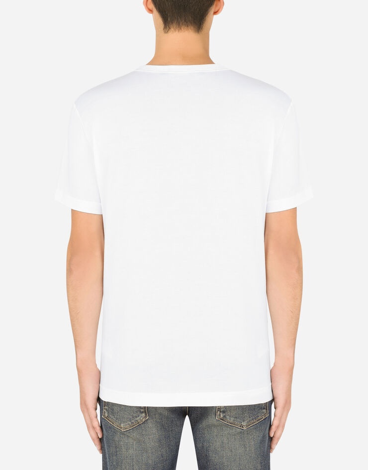 Cotton v-neck t-shirt with branded plate - 2