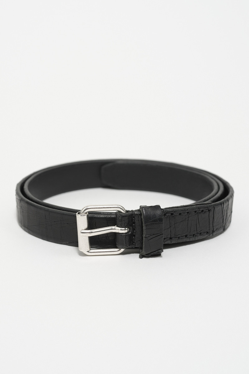 3 cm Belt Laser Crack Black Leather. 1