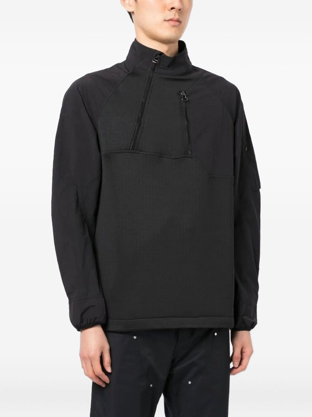 diagonal-zip panelled sweatshirt - 3