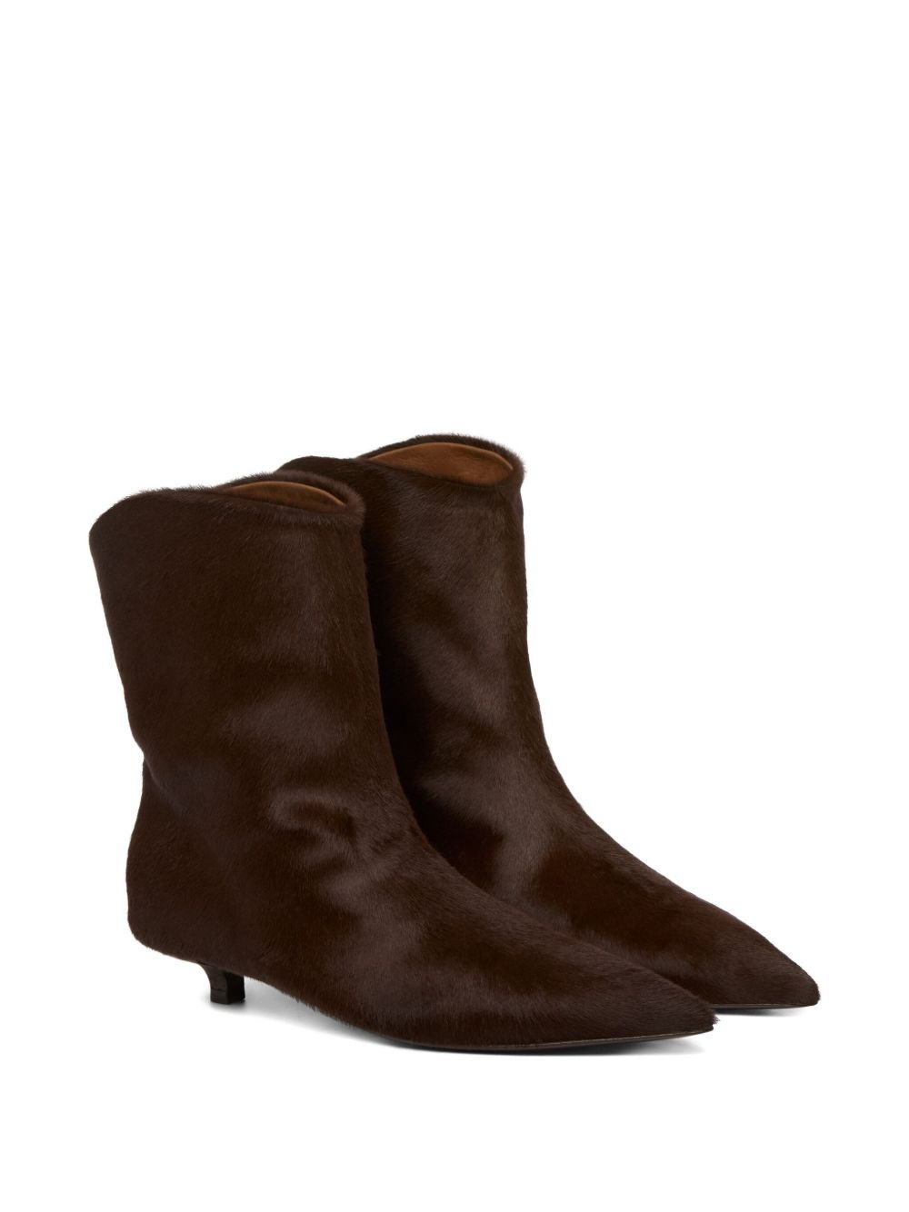 calf-hair pointed-toe boots - 2