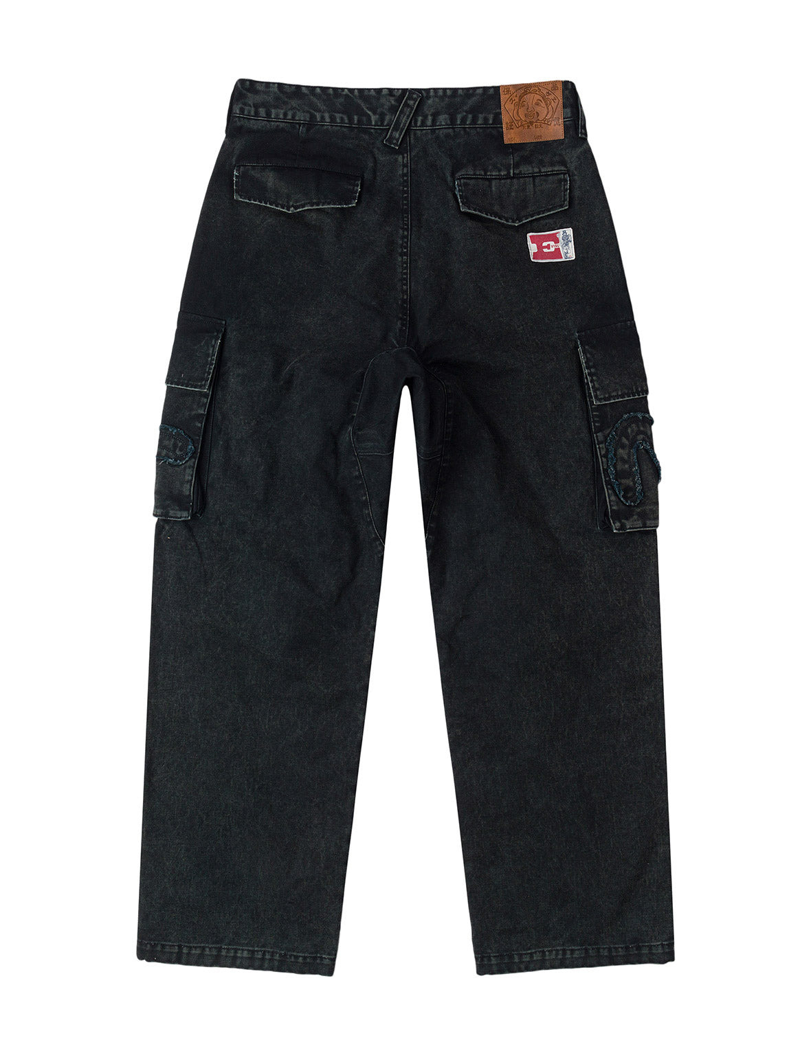 Distressed Seagull Appliqué Embroidery and Multi-Pocket Loose Fit Cargo Pants - 12