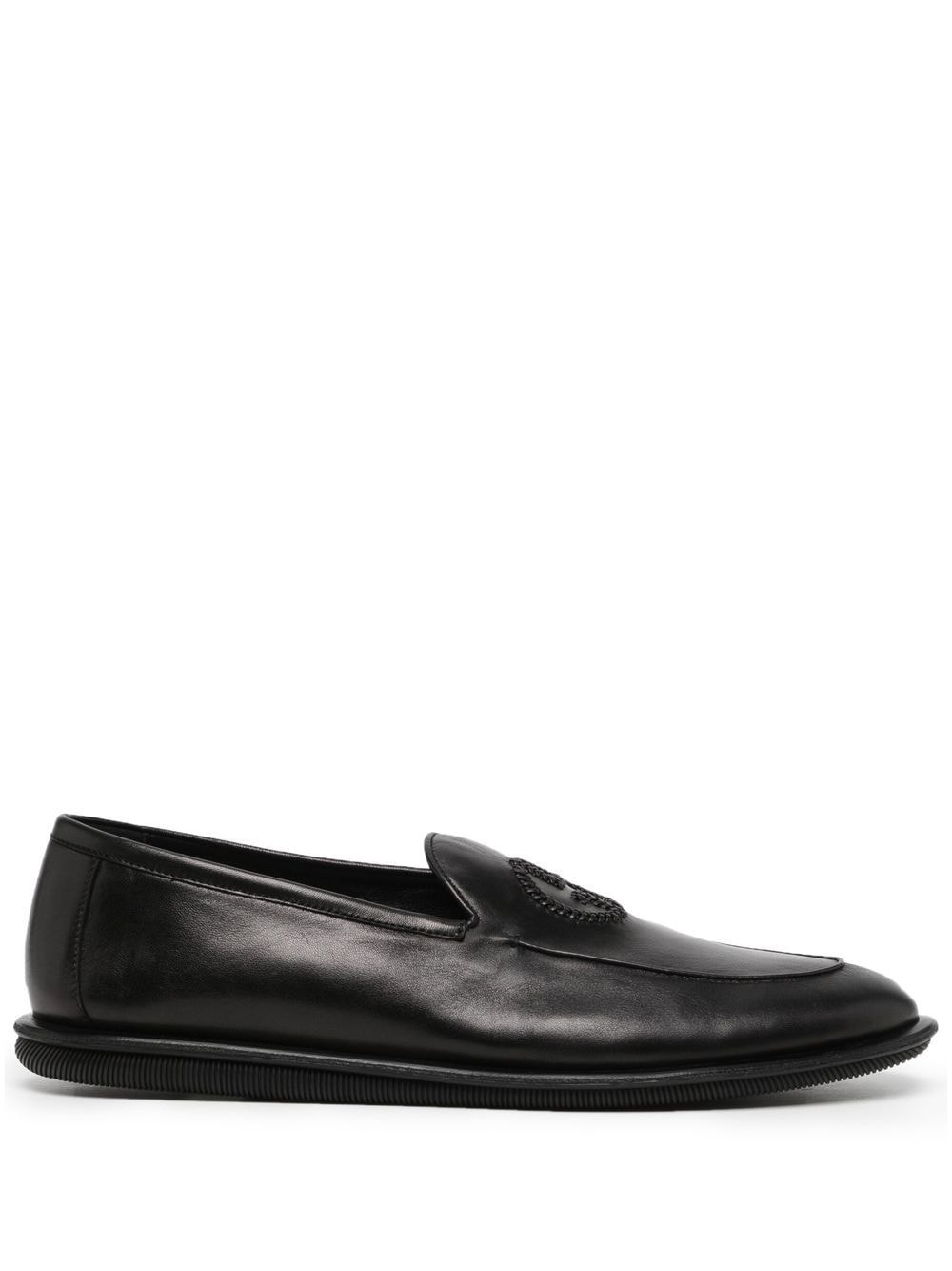 embroidered-logo leather slippers - 1