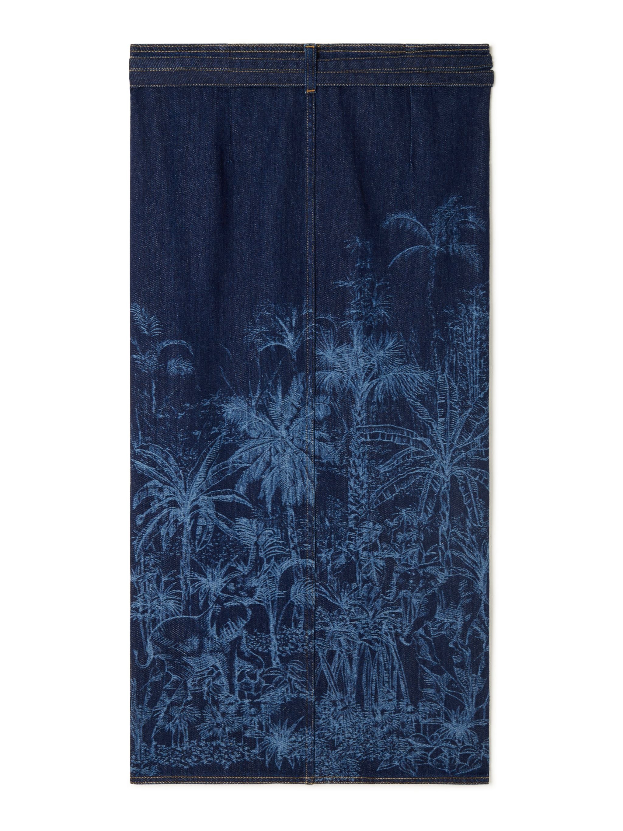 Jungle Toile De Jouy Denim Sarong Skirt - 3