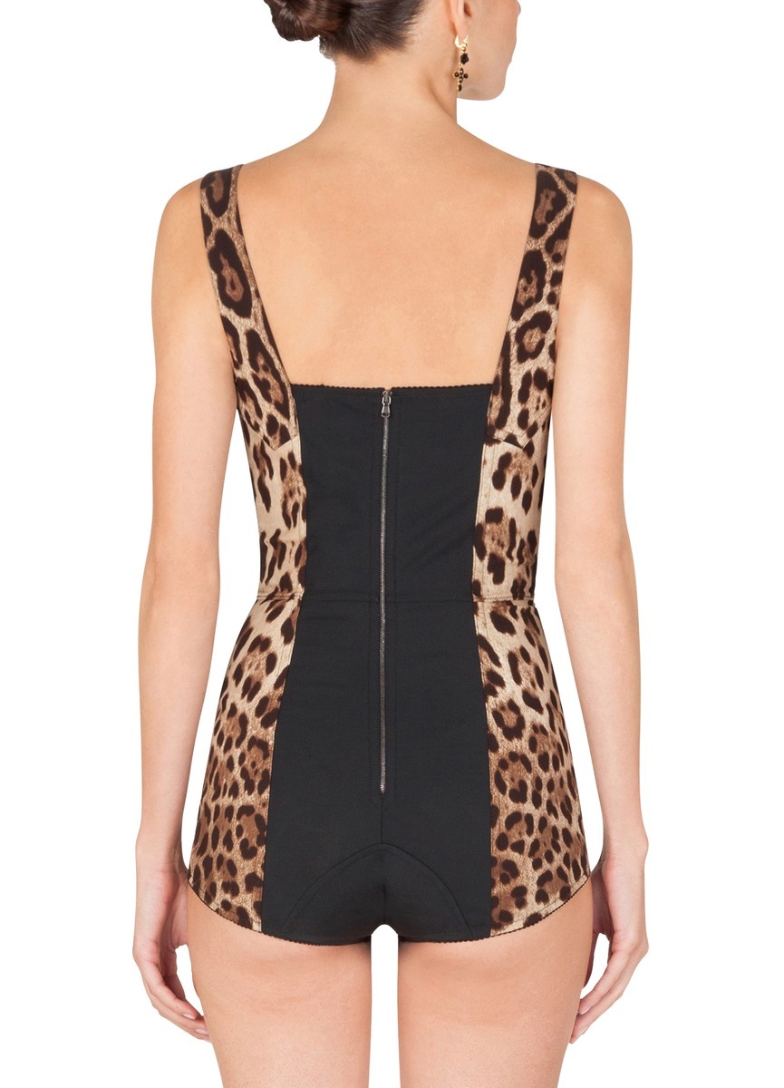 Leopard-print charmeuse bodysuit - 3