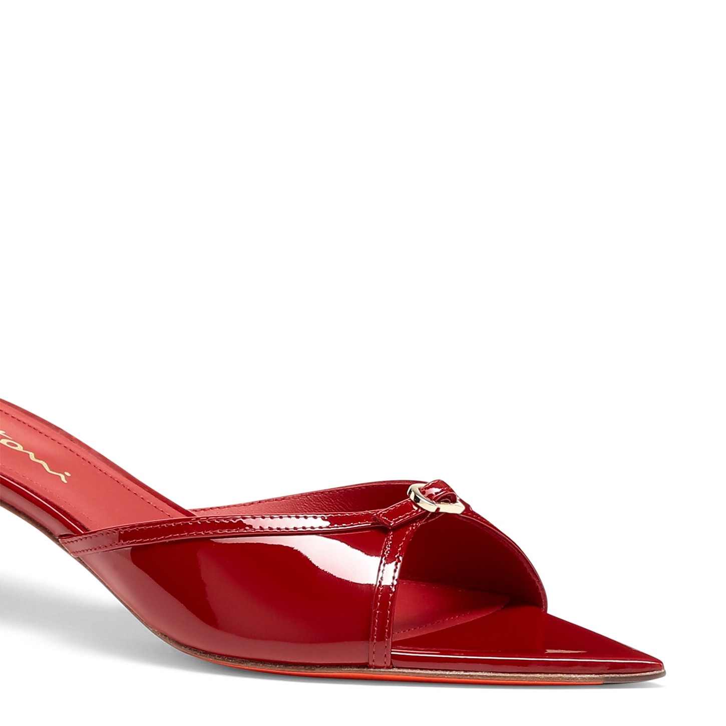 Women's red patent leather mid-heel sandal - 5