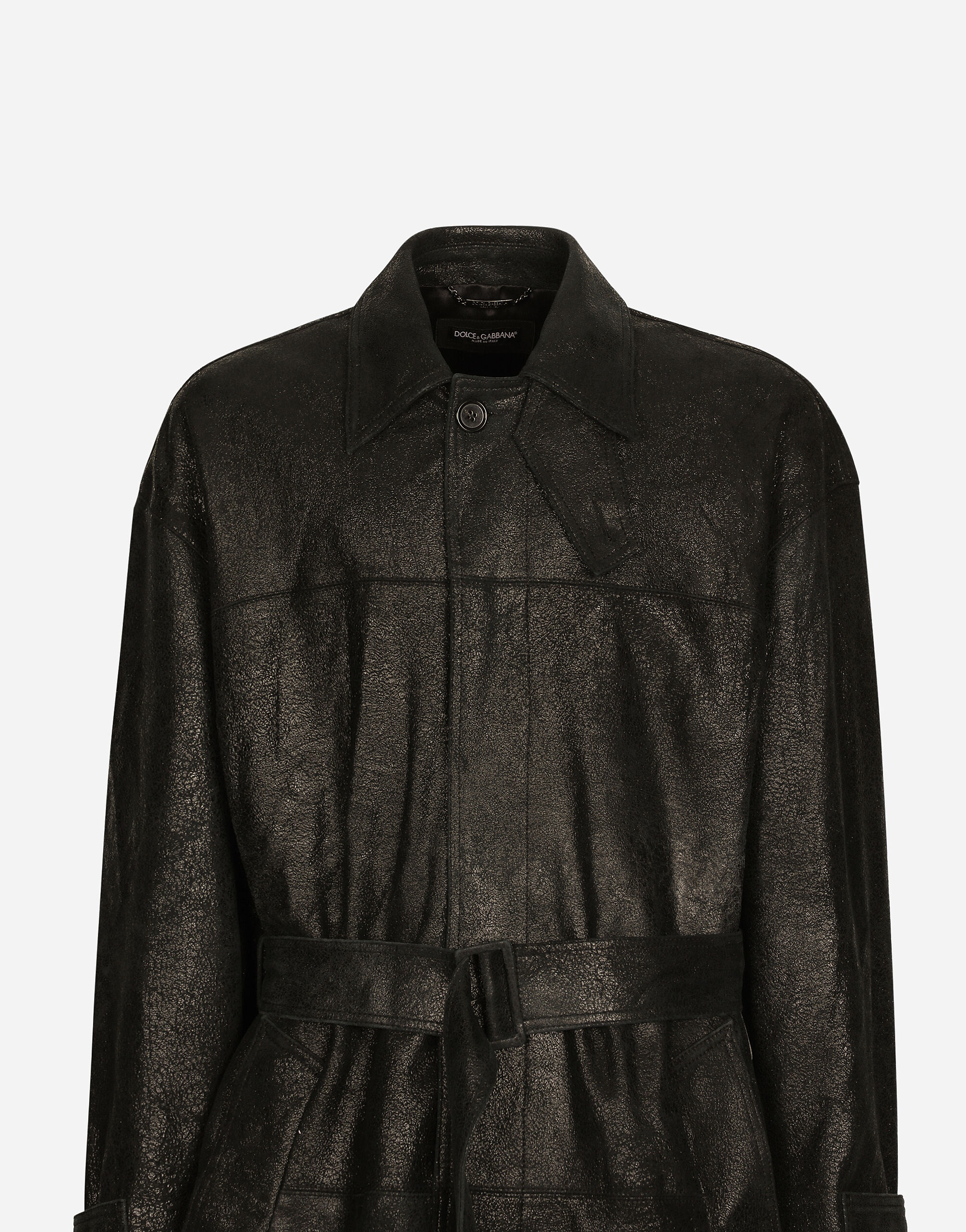 Leather trench coat with belt - 6