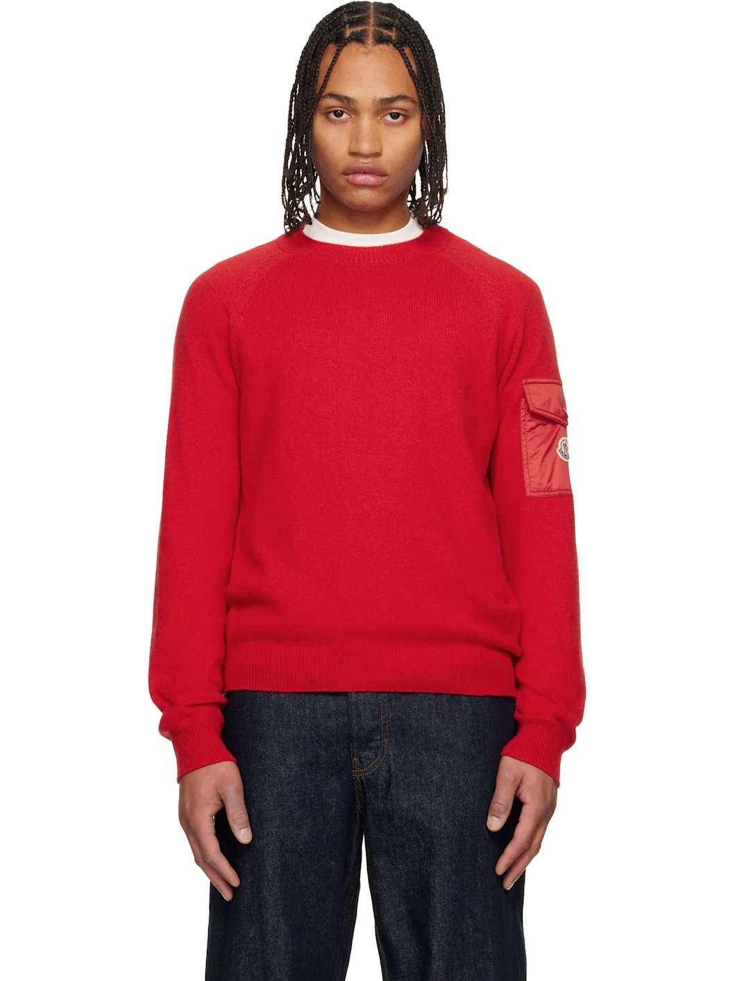 Red Mouliné Wool & Cashmere Sweater - 1