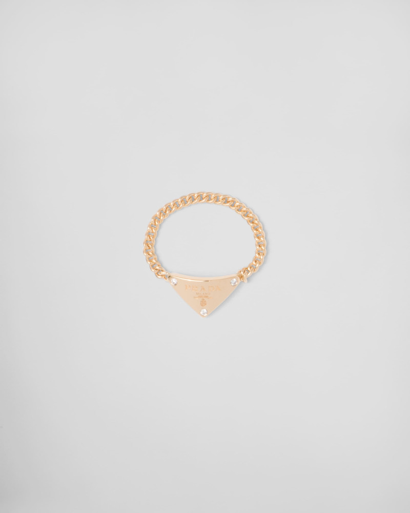 Eternal Gold chain ring in yellow gold with diamonds - 1