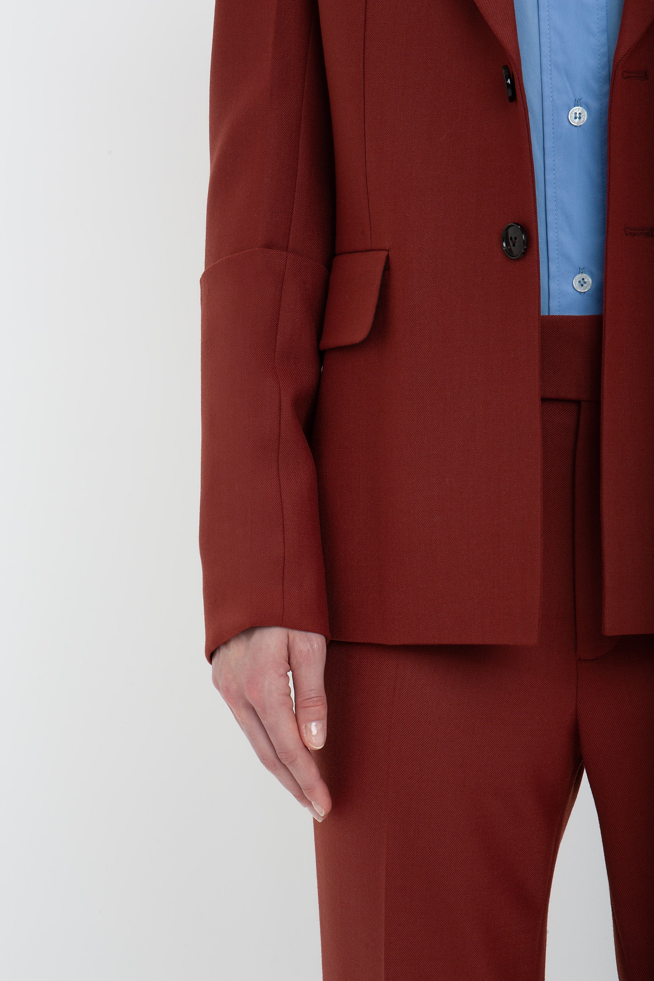 Sleeve Detail Patch Pocket Jacket In Russet - 5