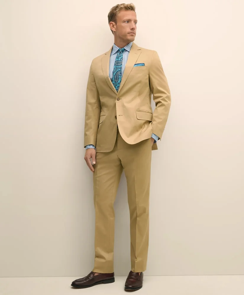 Classic Fit Stretch Cotton Twill Suit Pants - 1