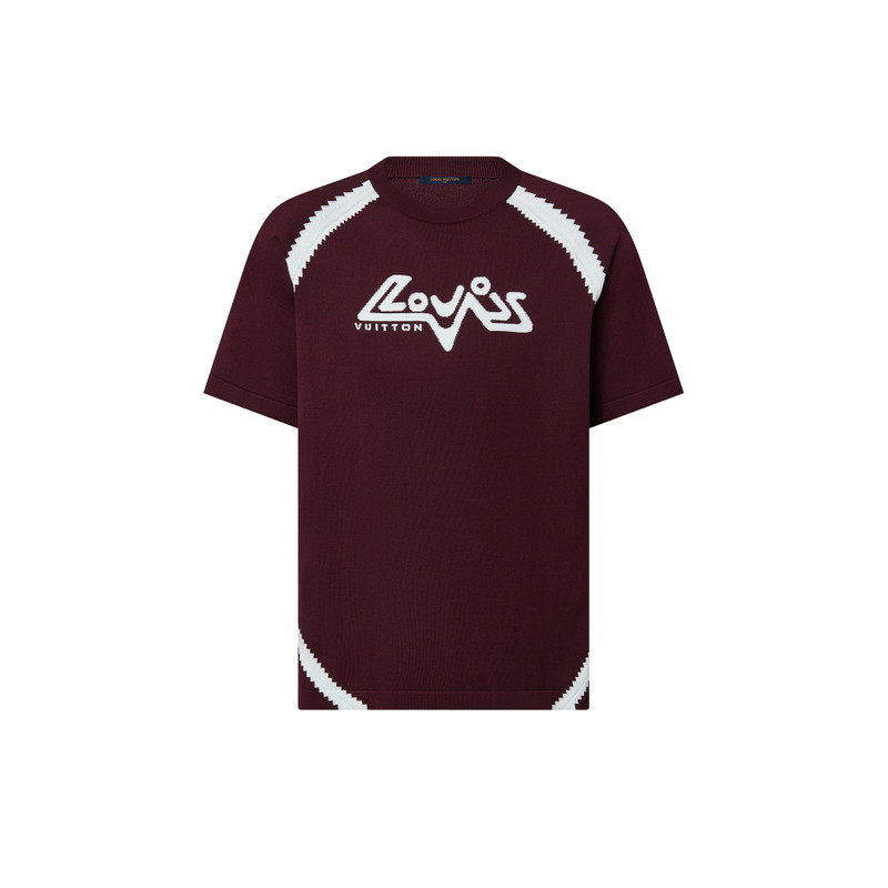 Short-Sleeved Cotton Intarsia Crewneck 1