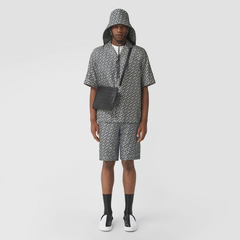 Embossed Monogram Leather Zip Pouch 8