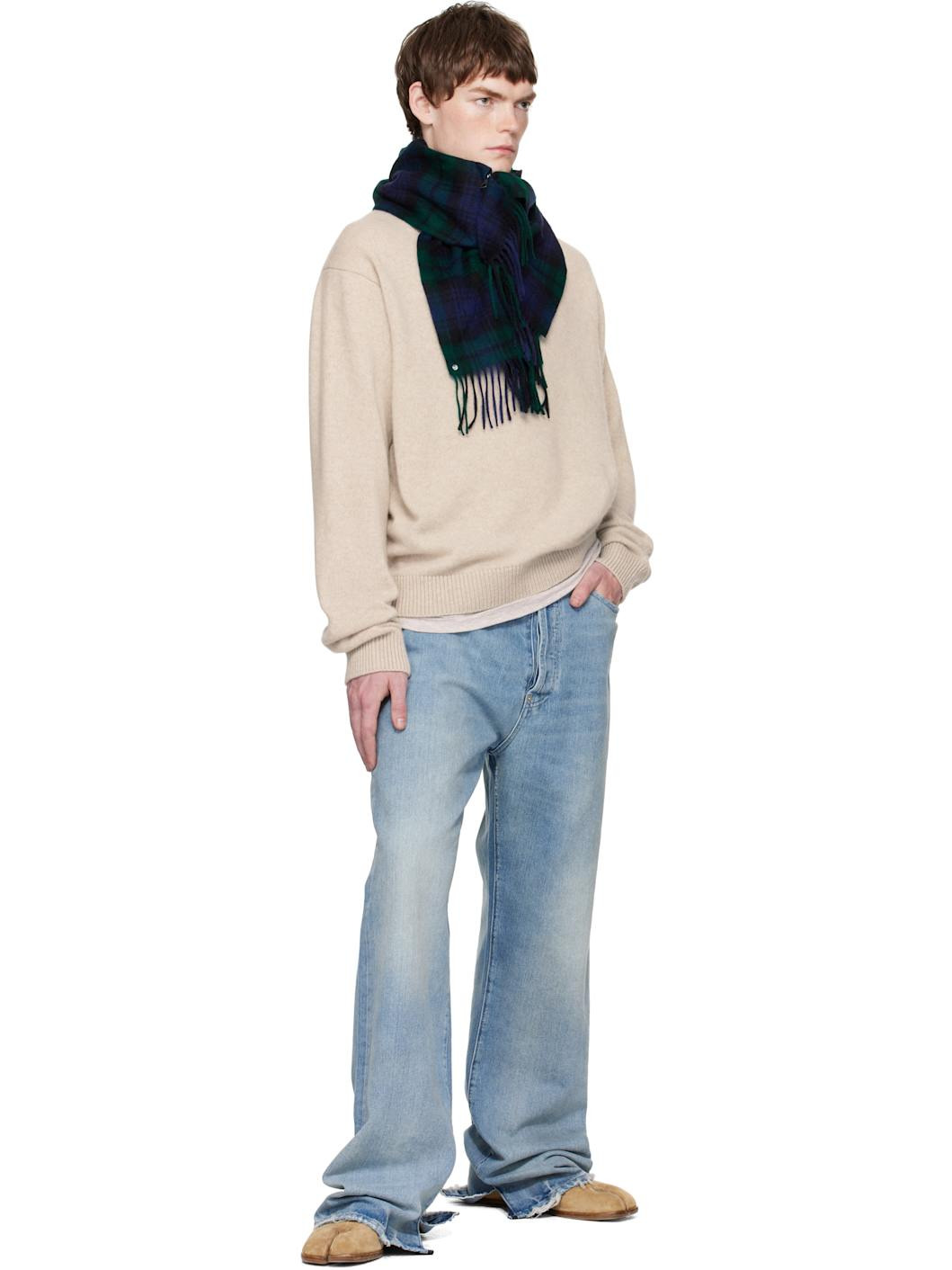 Navy & Green Draps Scarf - 3