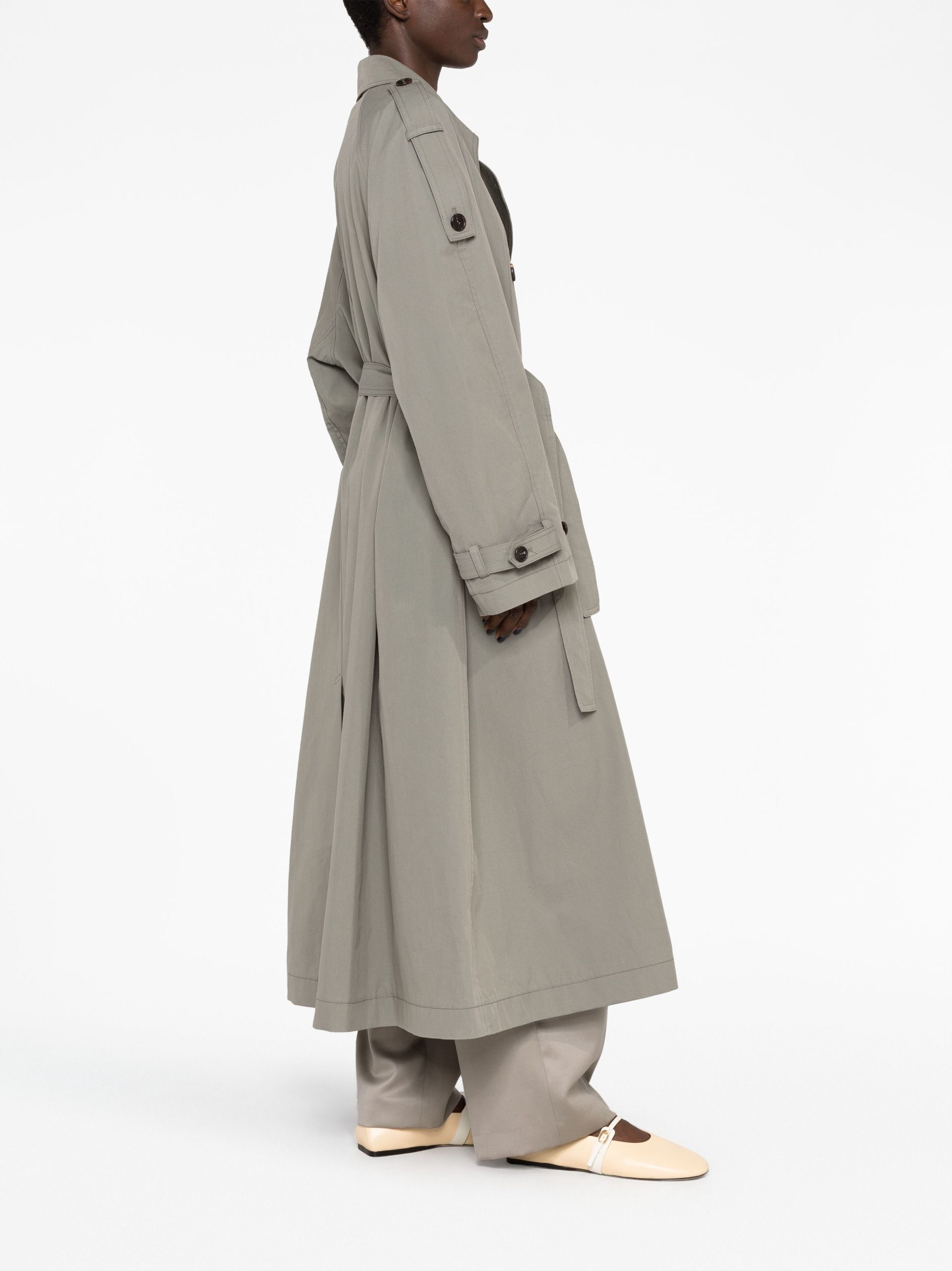 Grey Double Breasted Trench Coat - 6