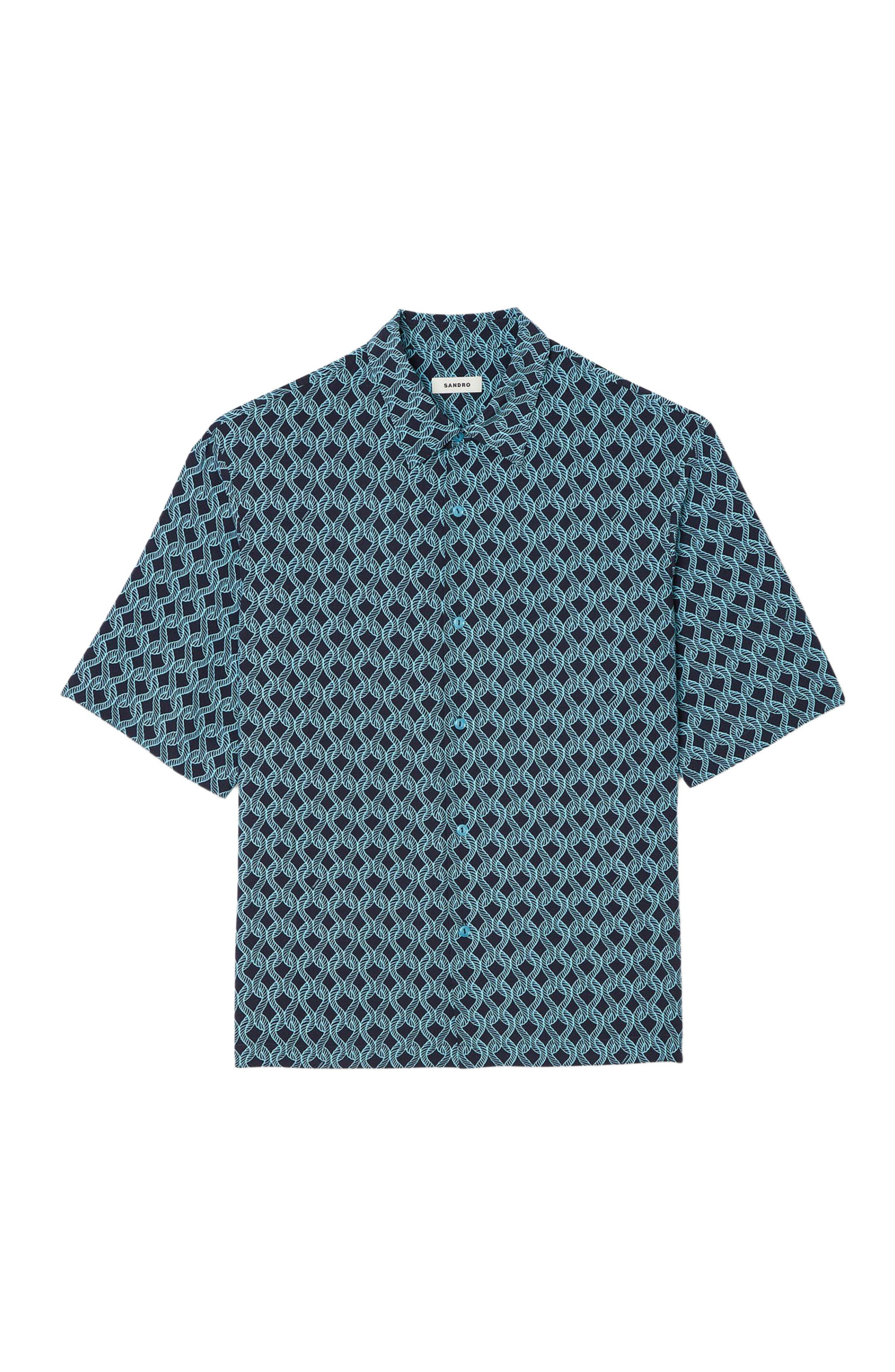 SANDRO Rope print shirt in Navy Blue at Nordstrom - 4