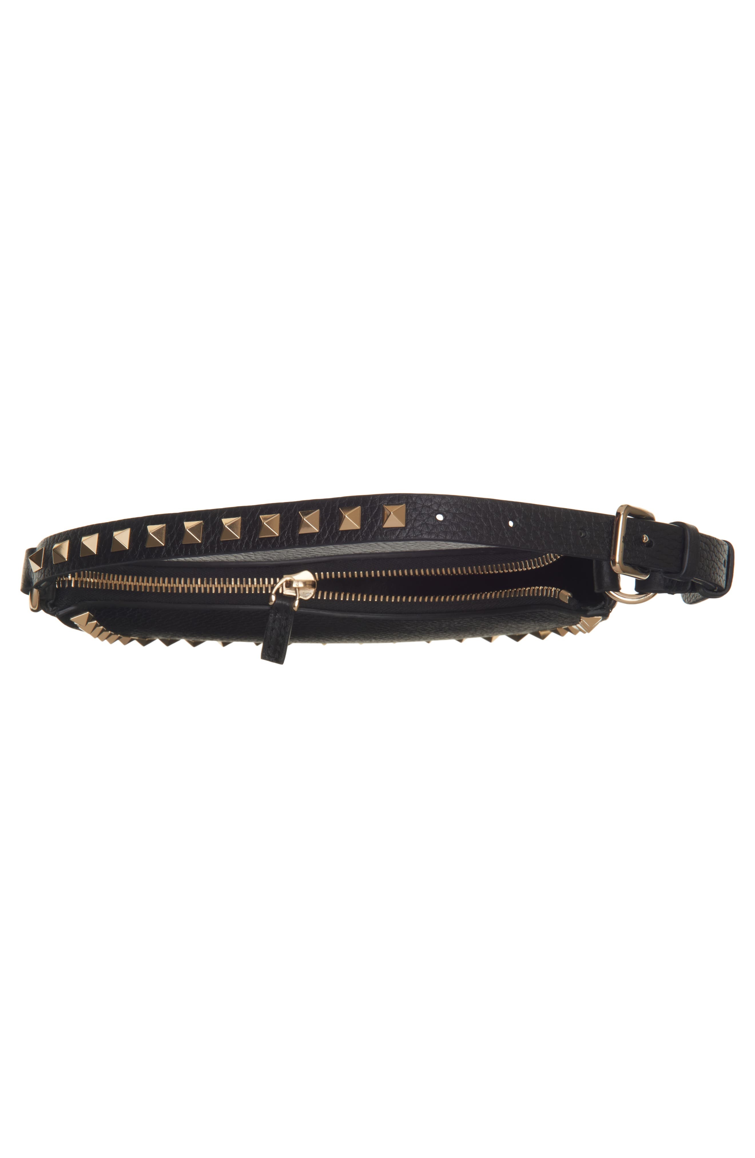 Valentino Garavani Mini Rockstud Leather Hobo Bag in Nero at Nordstrom - 4