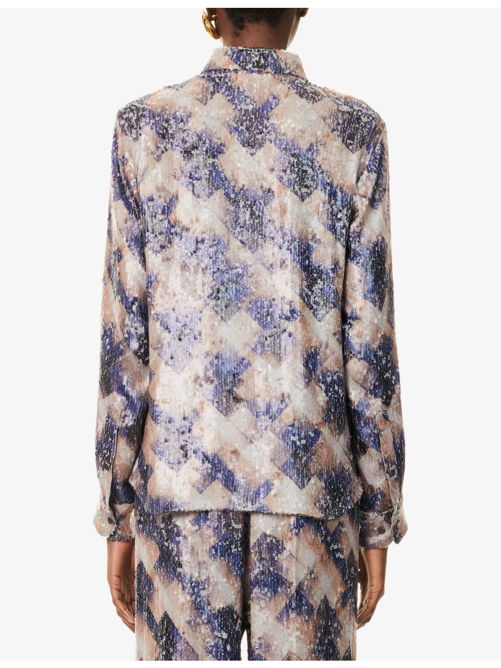 Sequin Curved-Hem Woven Shirt - 4