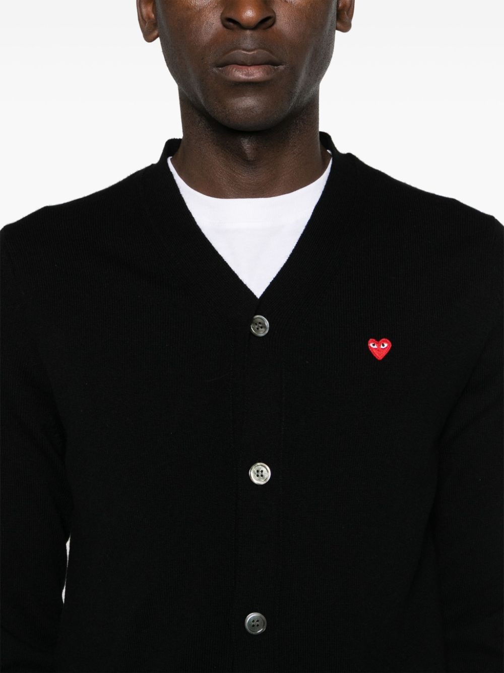 heart-patch wool cardigan - 5