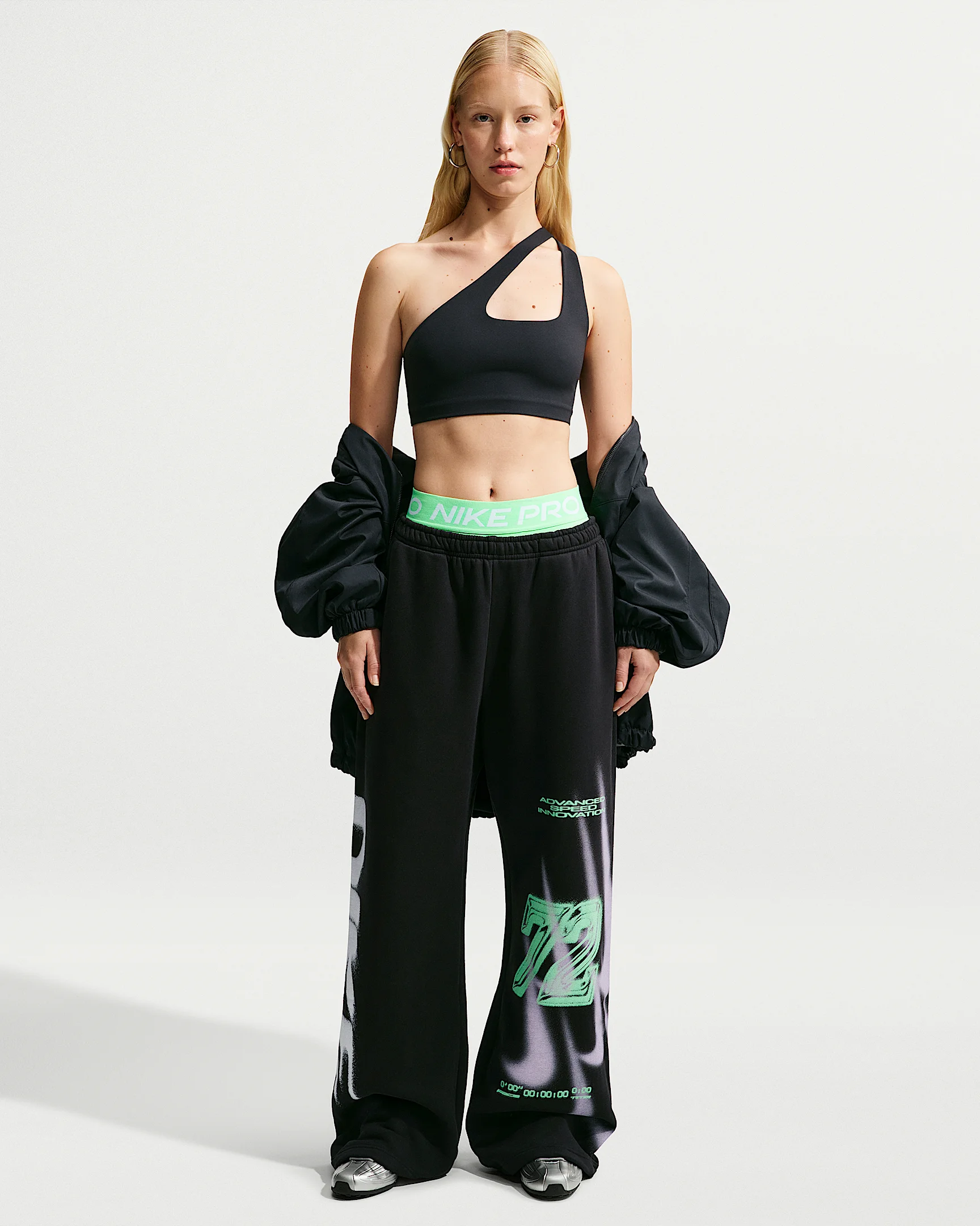Nike Studio Fleece Medium Weight Women's Oversized High-Rise Straight-Leg Graphic Pants - 1