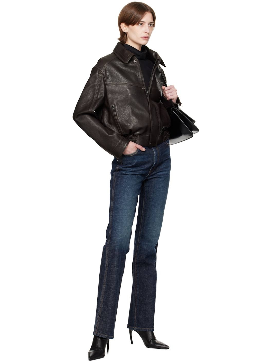 Brown Clint Utilitarian Leather Jacket - 4