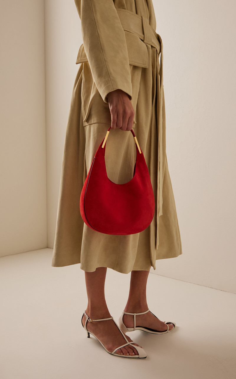 SAVETTE The Small Suede Florence Hobo Bag red outlook