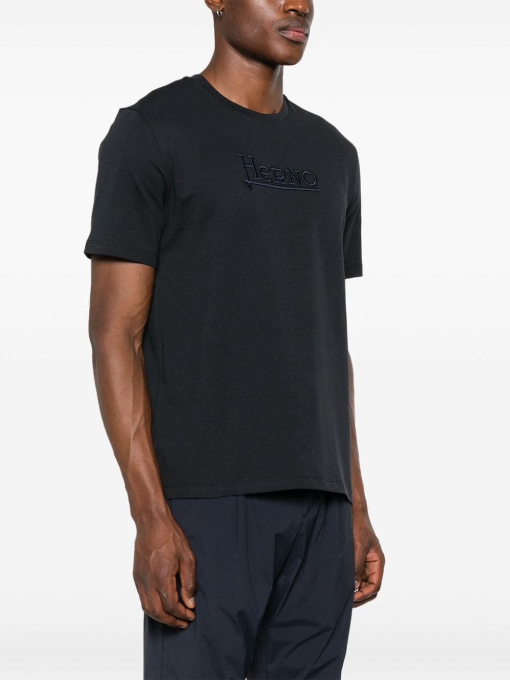 logo-embroidered cotton T-shirt - 3