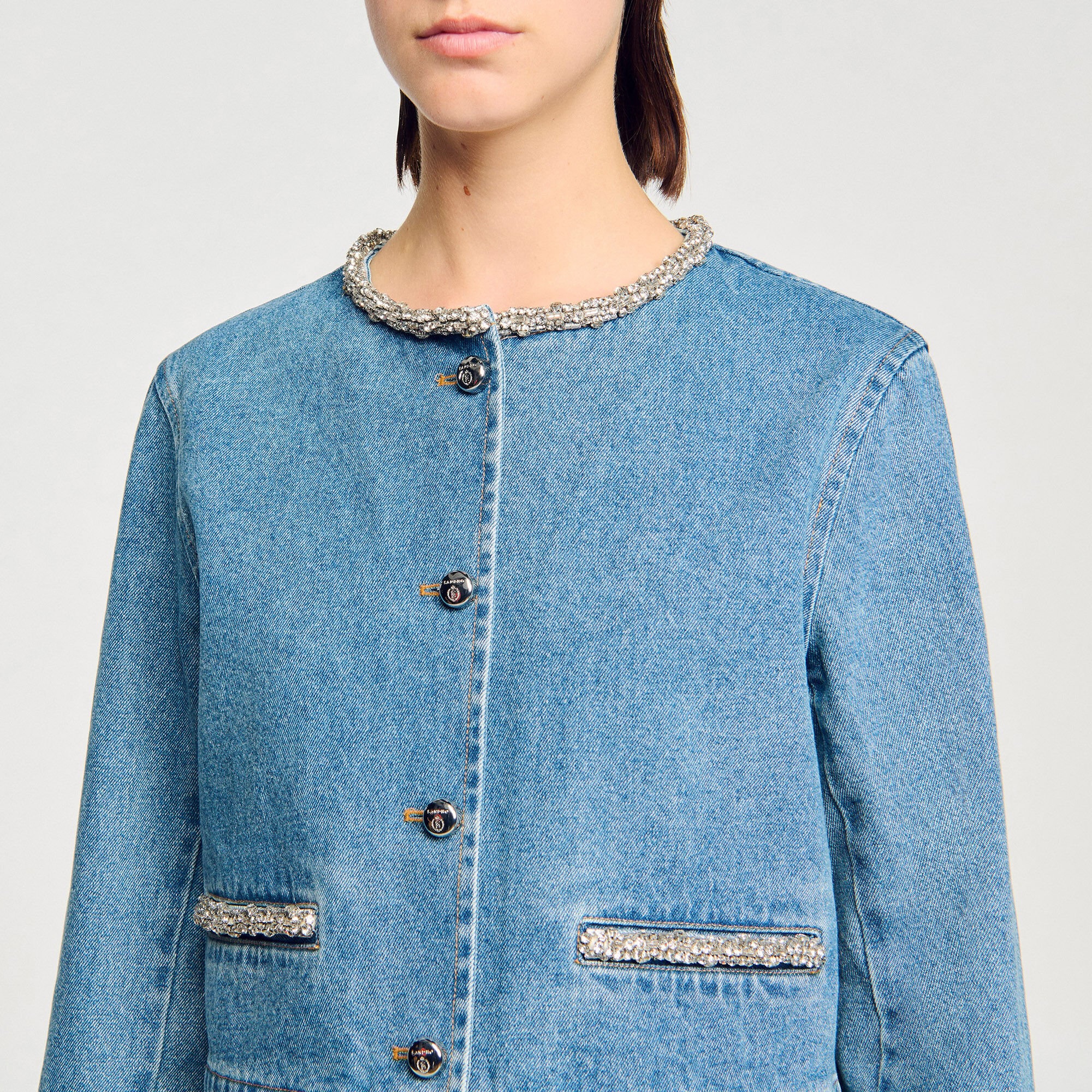 RHINESTONE DENIM JACKET - 3