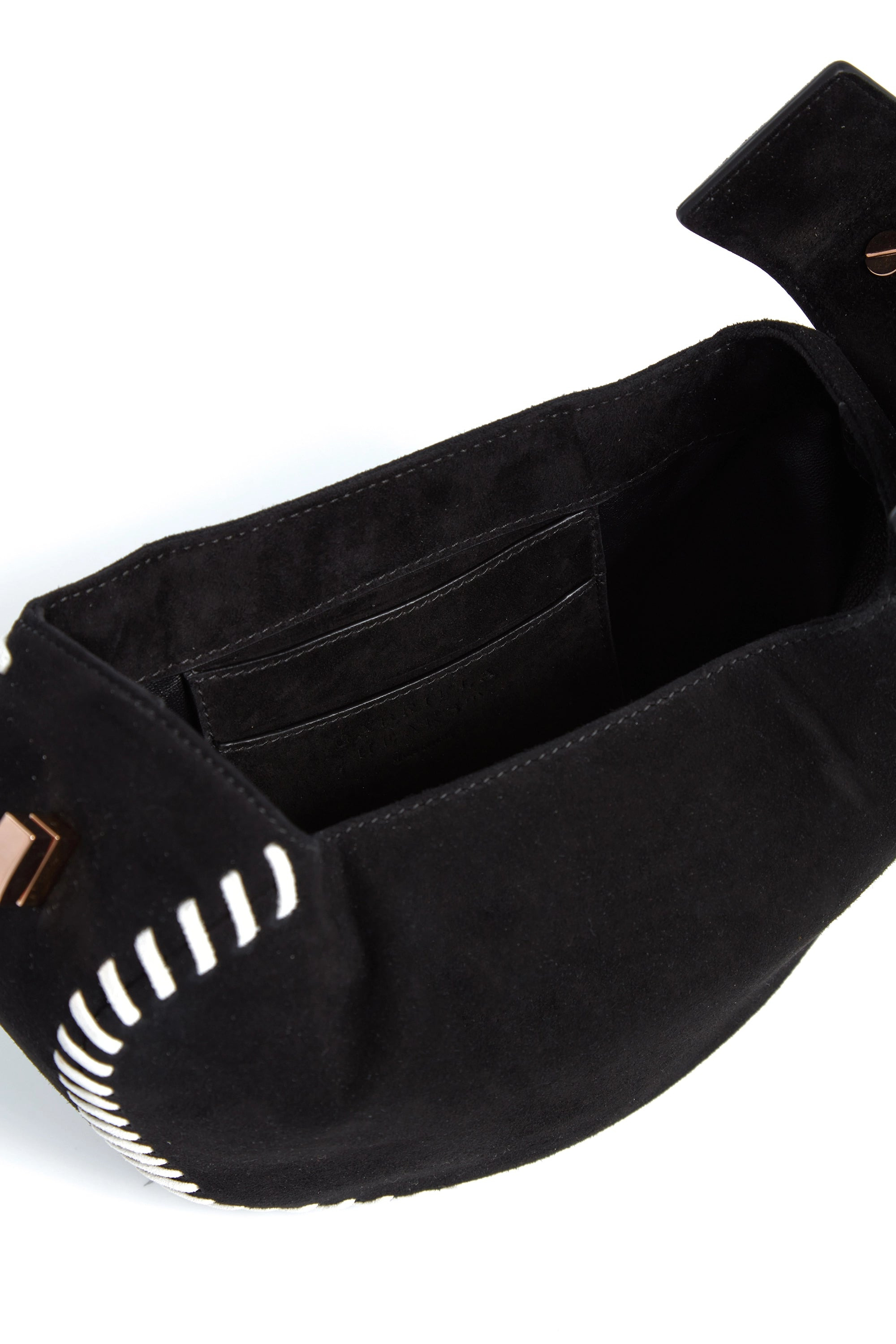 Whipstitch Demi Bag in Black Suede - 7