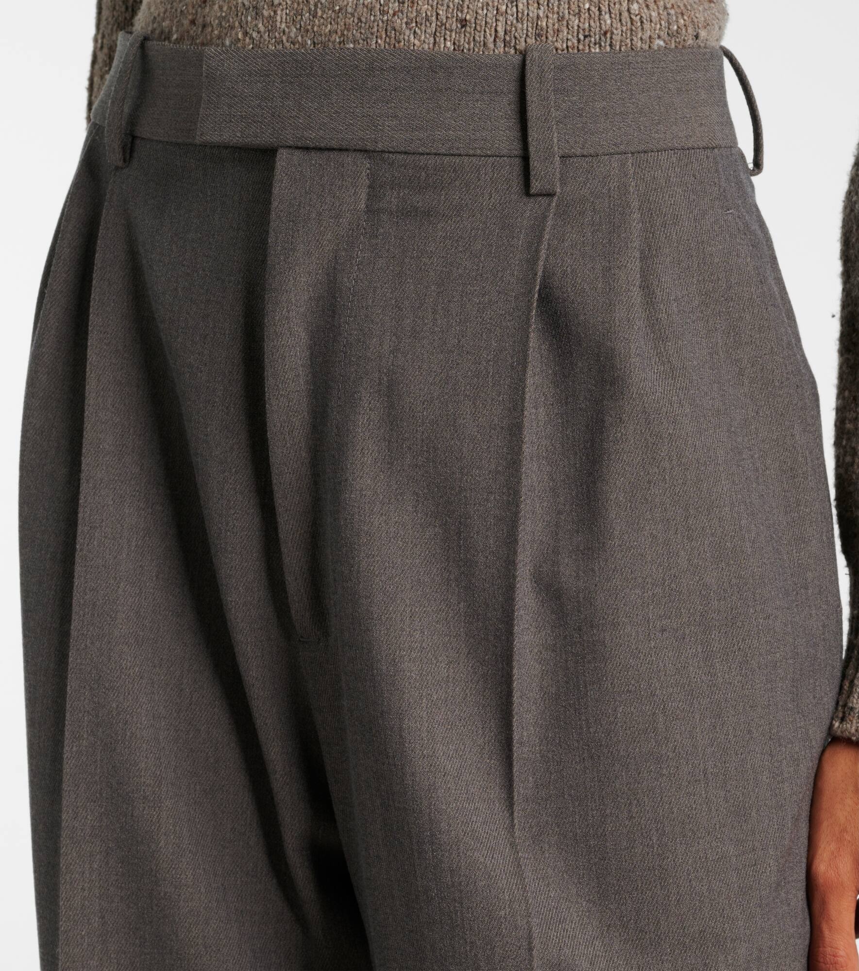 Mid-rise wool tricotine straight pants - 4