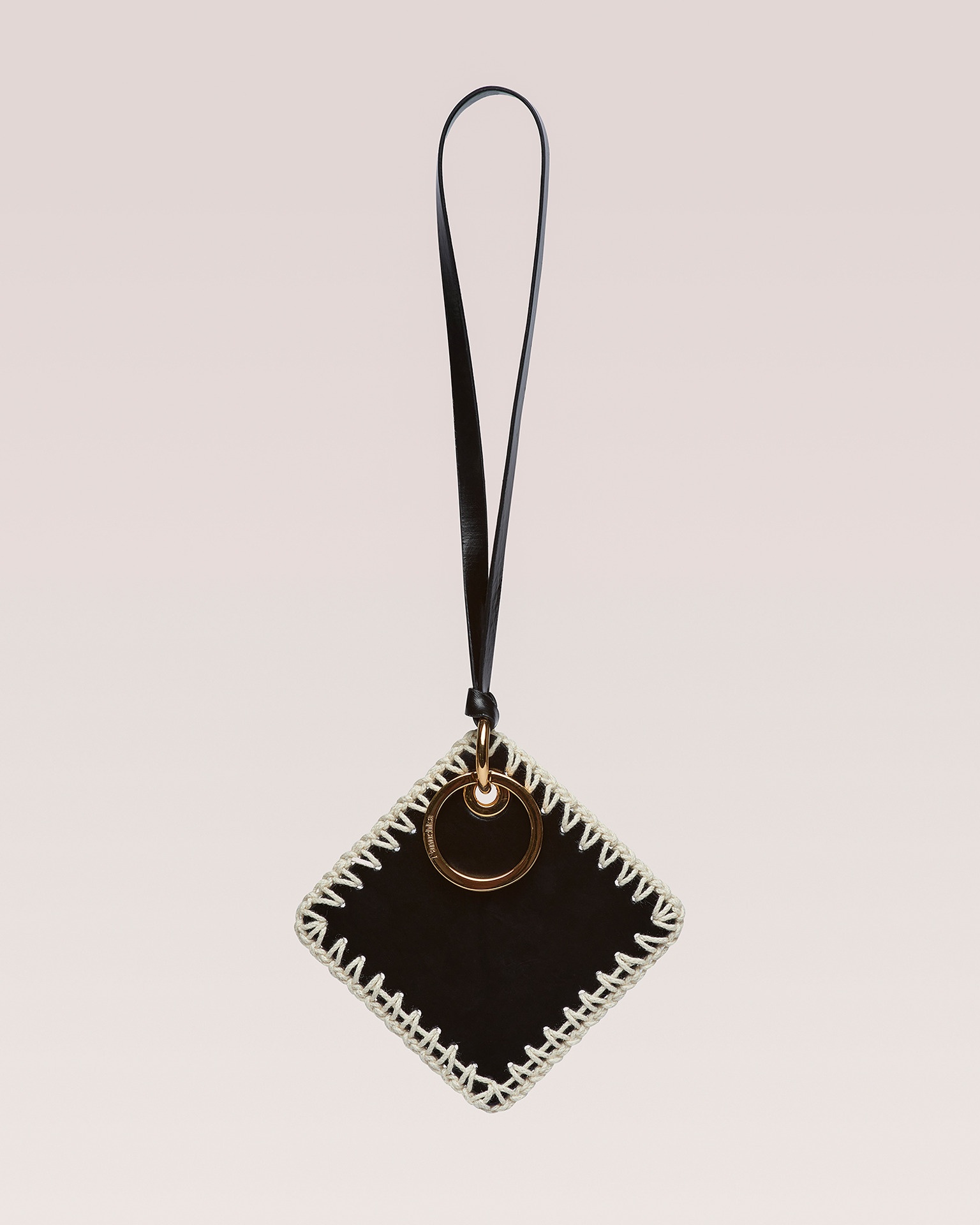 CROCHET KEYRING - Patent alt-nappa keyring - Black/creme - 2
