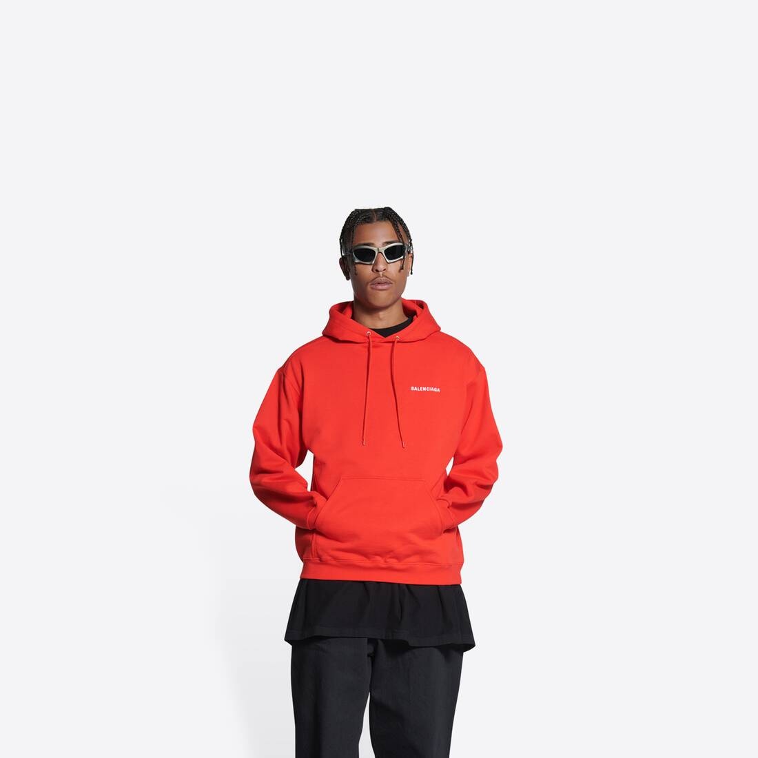 Men's Balenciaga Hoodie Regular Fit in Red - 3