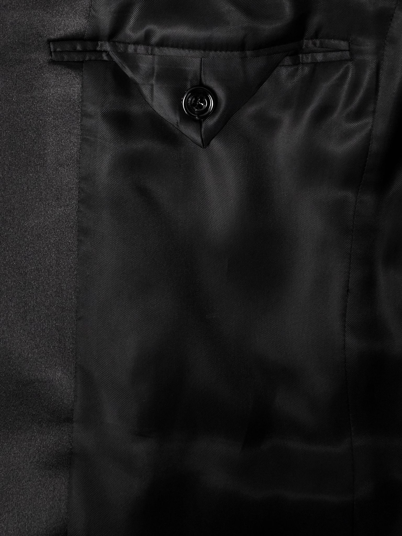 Slim-Fit Silk-Trimmed Grain de Poudre Wool Blazer Black - 5