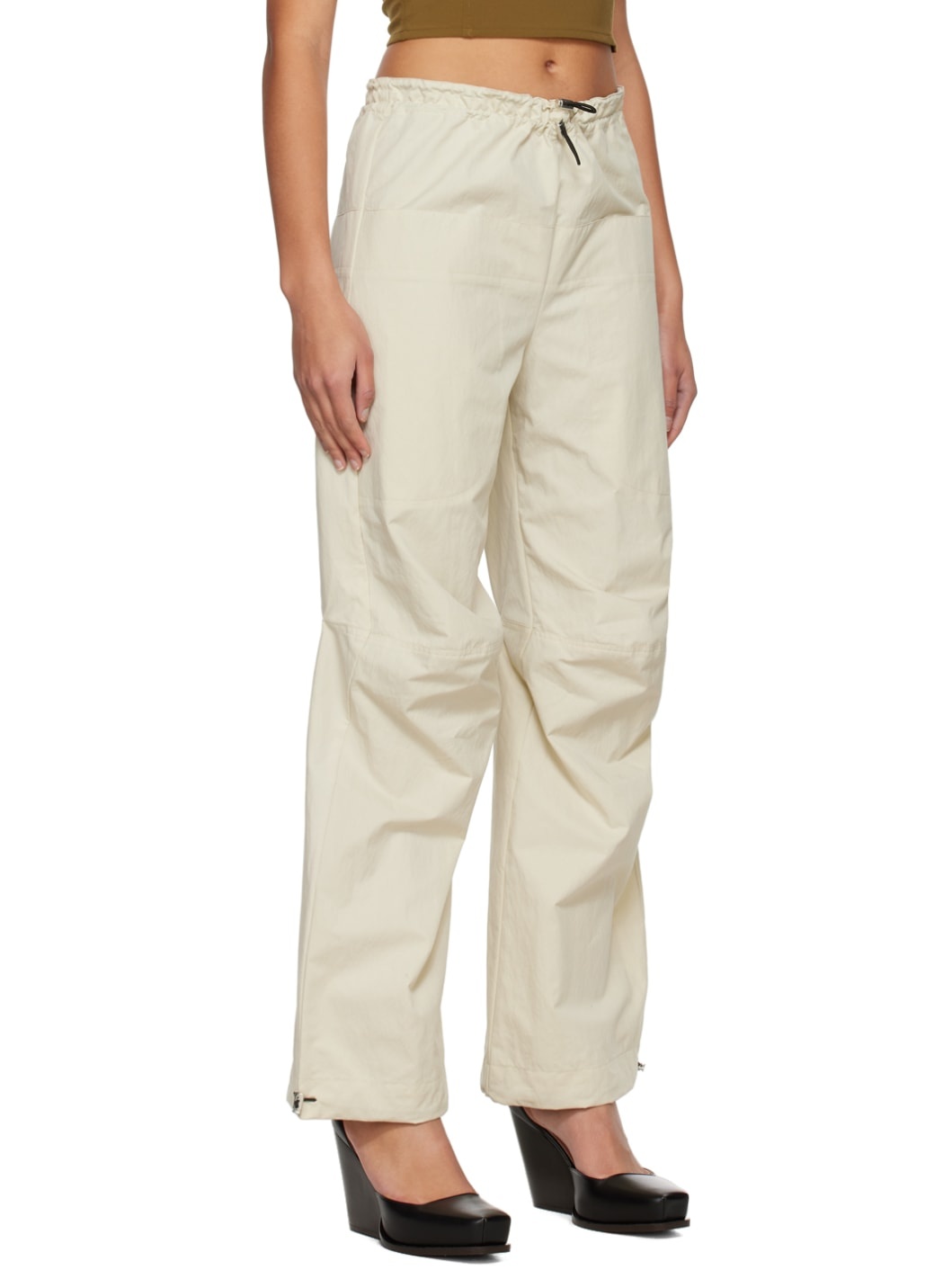 Beige Drawstring Lounge Pants - 2