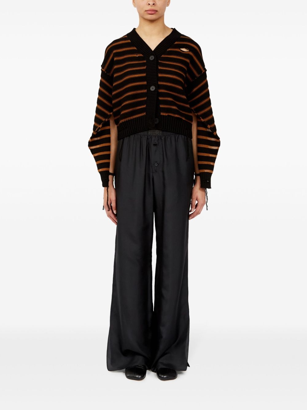 striped cotton knit cardigan - 2