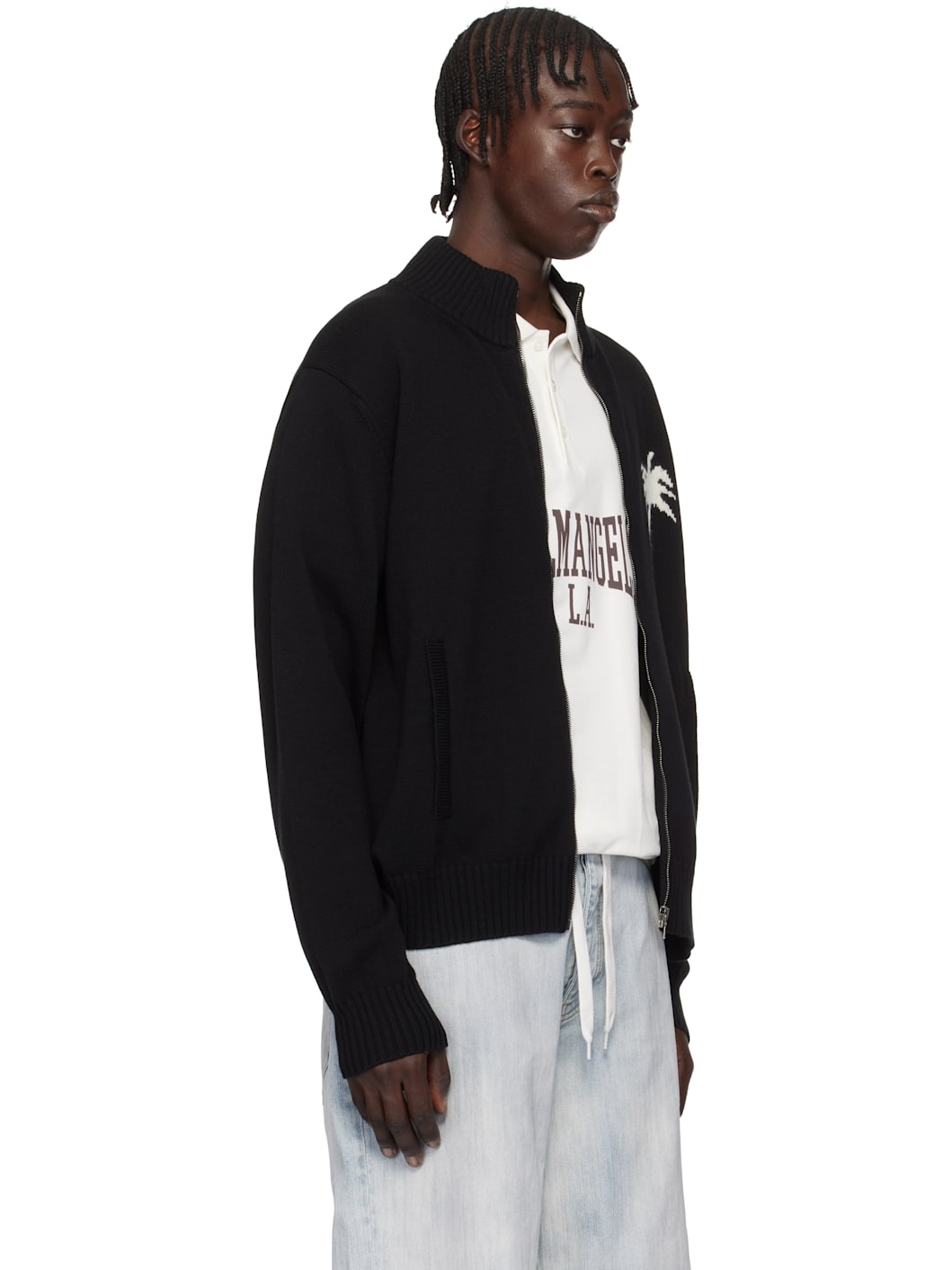 Black Palms Knit Track Jacket - 2