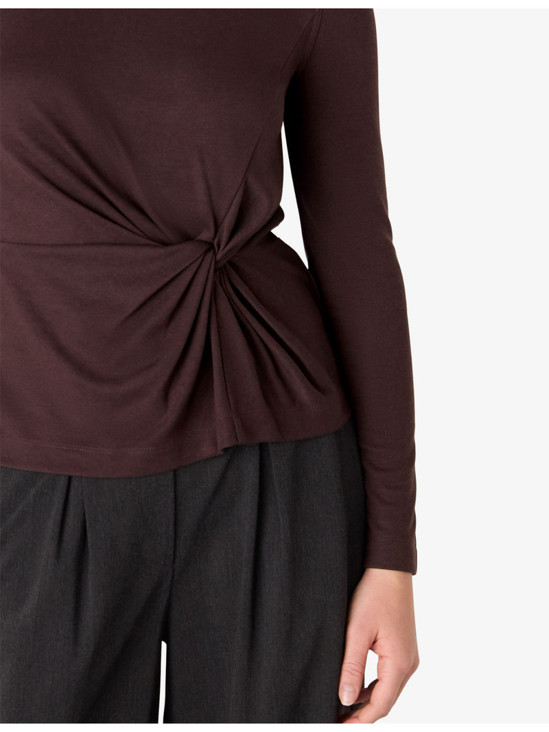 Roll-Neck Twist-Front Woven Top 5